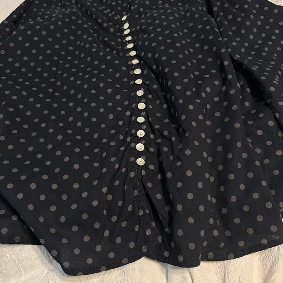 Tulip Brand Polka Dot Button Down Up A Line Flowy Blouse Top Shirt Medium - Picture 6 of 8